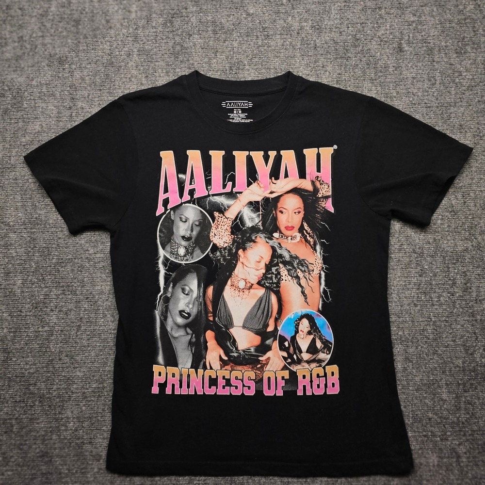 Aaliyah Princess of R&B Graphic Tee Black Size Medium Short Sleeve T-Shirt